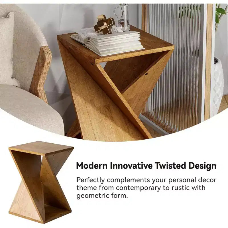 COZAYH Tavolino da Notte Rustico, Design Quadrato con Piedistallo Solido, per Salotti, Camere da Letto o Uffici, Installazione e Montaggio Facili, Marrone