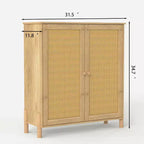 GDFStudio Elise Armadietto moderno di metà secolo con ante in rattan intrecciato e ripiani regolabili