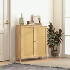 GDFStudio Elise Armadietto moderno di metà secolo con ante in rattan intrecciato e ripiani regolabili