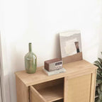 GDFStudio Elise Armadietto moderno di metà secolo con ante in rattan intrecciato e ripiani regolabili