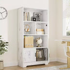 Scaffale portaoggetti moderno in legno, libreria da fattoria, libreria bianca con anta, mobiletto portaoggetti per camera da letto, soggiorno, casa, ufficio