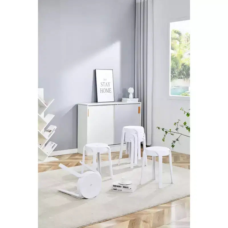 Okak Sgabelli da Pranzo in Plastica, Confezione da 6, Sgabelli Impilabili, Sgabello da Bar Portatile, Sedie Flessibili per Interni ed Esterni per Aula Ufficio Casa