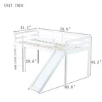 MAYEERTY Letto a soppalco basso singolo con scivolo, scaletta, spondine di sicurezza, colore bianco