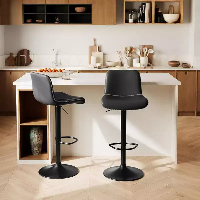 Set di sgabelli da bar moderni, regolabili, girevoli con schienale, in pelle PU, per bancone bar, sala da pranzo, casa, cucina