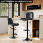 Set di sgabelli da bar moderni, regolabili, girevoli con schienale, in pelle PU, per bancone bar, sala da pranzo, casa, cucina