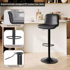Set di sgabelli da bar moderni, regolabili, girevoli con schienale, in pelle PU, per bancone bar, sala da pranzo, casa, cucina