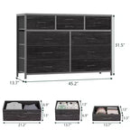 Cassettiera con 10 Cassetti in Tessuto, Mobile TV per Televisori da 50 Pollici, Tavolino Porta TV con Contenitore, Mobili per Soggiorno