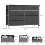 Cassettiera con 10 Cassetti in Tessuto, Mobile TV per Televisori da 50 Pollici, Tavolino Porta TV con Contenitore, Mobili per Soggiorno