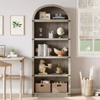 Libreria a 5 Ripiani Scaffale ad Arco 182 cm di Altezza Libreria Stile Fattoria Espositore Portaoggetti Scaffali in Legno per Ufficio Domestico, Soggiorno