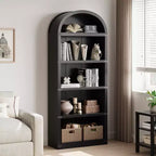 Libreria a 5 Ripiani Scaffale ad Arco 182 cm di Altezza Libreria Stile Fattoria Espositore Portaoggetti Scaffali in Legno per Ufficio Domestico, Soggiorno