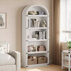 Libreria a 5 Ripiani Scaffale ad Arco 182 cm di Altezza Libreria Stile Fattoria Espositore Portaoggetti Scaffali in Legno per Ufficio Domestico, Soggiorno