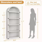 Libreria a 5 Ripiani Scaffale ad Arco 182 cm di Altezza Libreria Stile Fattoria Espositore Portaoggetti Scaffali in Legno per Ufficio Domestico, Soggiorno