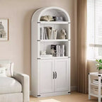 Libreria a 5 Ripiani Scaffale ad Arco 182 cm di Altezza Libreria Stile Fattoria Espositore Portaoggetti Scaffali in Legno per Ufficio Domestico, Soggiorno