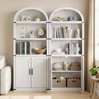 Libreria a 5 Ripiani Scaffale ad Arco 182 cm di Altezza Libreria Stile Fattoria Espositore Portaoggetti Scaffali in Legno per Ufficio Domestico, Soggiorno