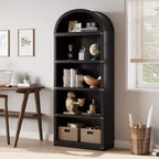 Libreria a 5 Ripiani Scaffale ad Arco 182 cm di Altezza Libreria Stile Fattoria Espositore Portaoggetti Scaffali in Legno per Ufficio Domestico, Soggiorno