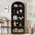 Libreria a 5 Ripiani Scaffale ad Arco 182 cm di Altezza Libreria Stile Fattoria Espositore Portaoggetti Scaffali in Legno per Ufficio Domestico, Soggiorno