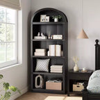 Libreria a 5 Ripiani Scaffale ad Arco 182 cm di Altezza Libreria Stile Fattoria Espositore Portaoggetti Scaffali in Legno per Ufficio Domestico, Soggiorno