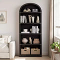 Bookcase 5 Shelf Arched Bookshelf 71.65in Tall Bookcase Farmhouse Display Storage Rack Wooden Bookshelves for Home Office, Living Room