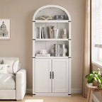 Libreria a 5 Ripiani Scaffale ad Arco 182 cm di Altezza Libreria Stile Fattoria Espositore Portaoggetti Scaffali in Legno per Ufficio Domestico, Soggiorno