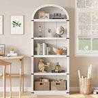 Libreria a 5 Ripiani Scaffale ad Arco 182 cm di Altezza Libreria Stile Fattoria Espositore Portaoggetti Scaffali in Legno per Ufficio Domestico, Soggiorno