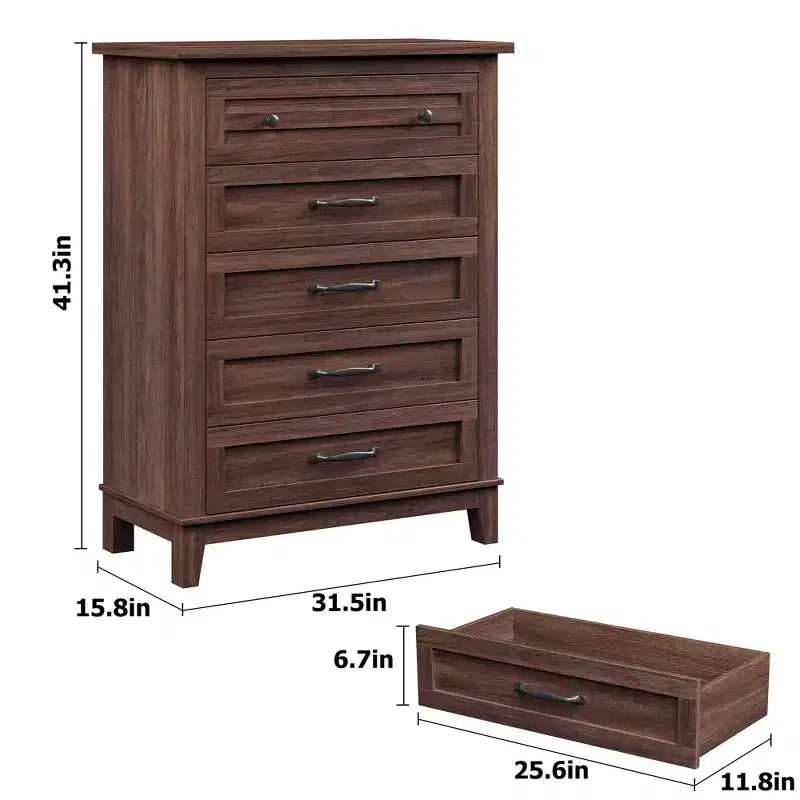 Comò verticale autoportante da 41,3" con cassetti e contenitore, cassettiera in legno per soggiorno, camera da letto, ingresso, camera da letto