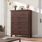 Comò verticale autoportante da 41,3" con cassetti e contenitore, cassettiera in legno per soggiorno, camera da letto, ingresso, camera da letto