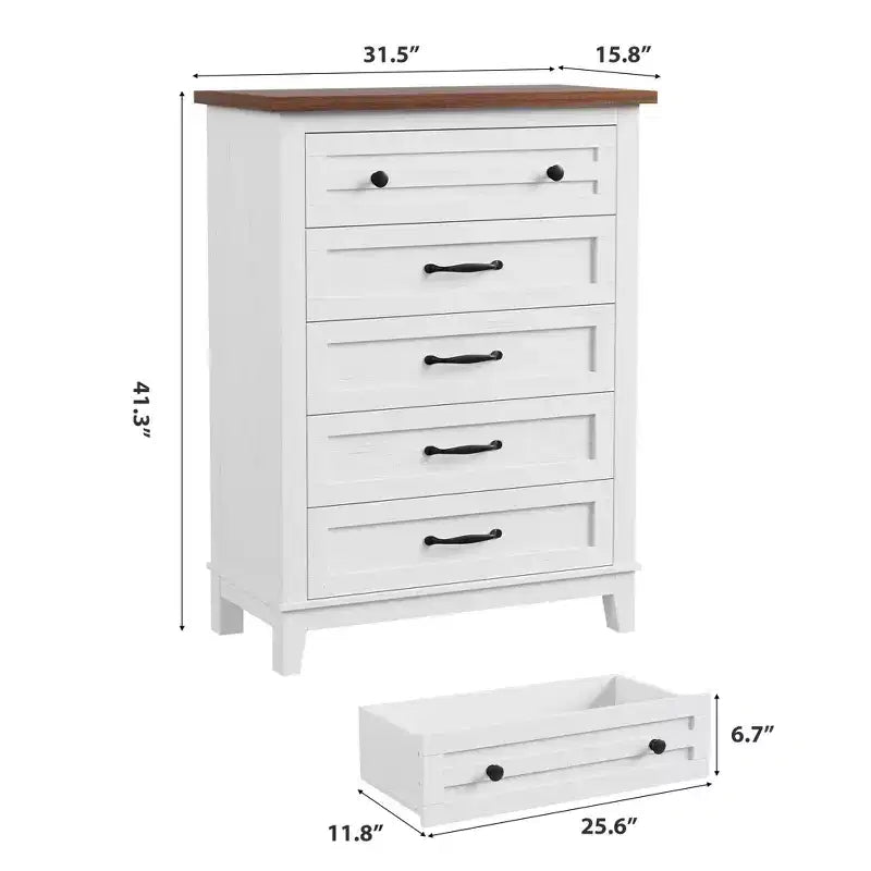 Comò verticale autoportante da 41,3" con cassetti e contenitore, cassettiera in legno per soggiorno, camera da letto, ingresso, camera da letto