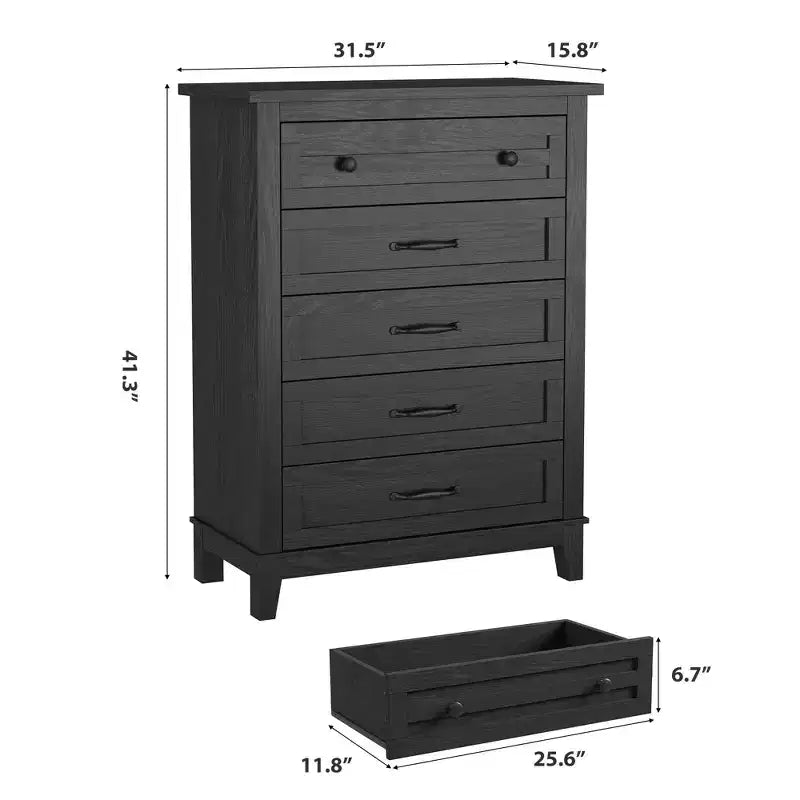 Comò verticale autoportante da 41,3" con cassetti e contenitore, cassettiera in legno per soggiorno, camera da letto, ingresso, camera da letto