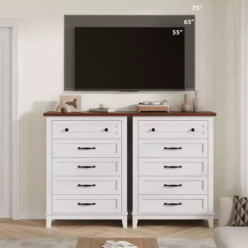 Comò verticale autoportante da 41,3" con cassetti e contenitore, cassettiera in legno per soggiorno, camera da letto, ingresso, camera da letto