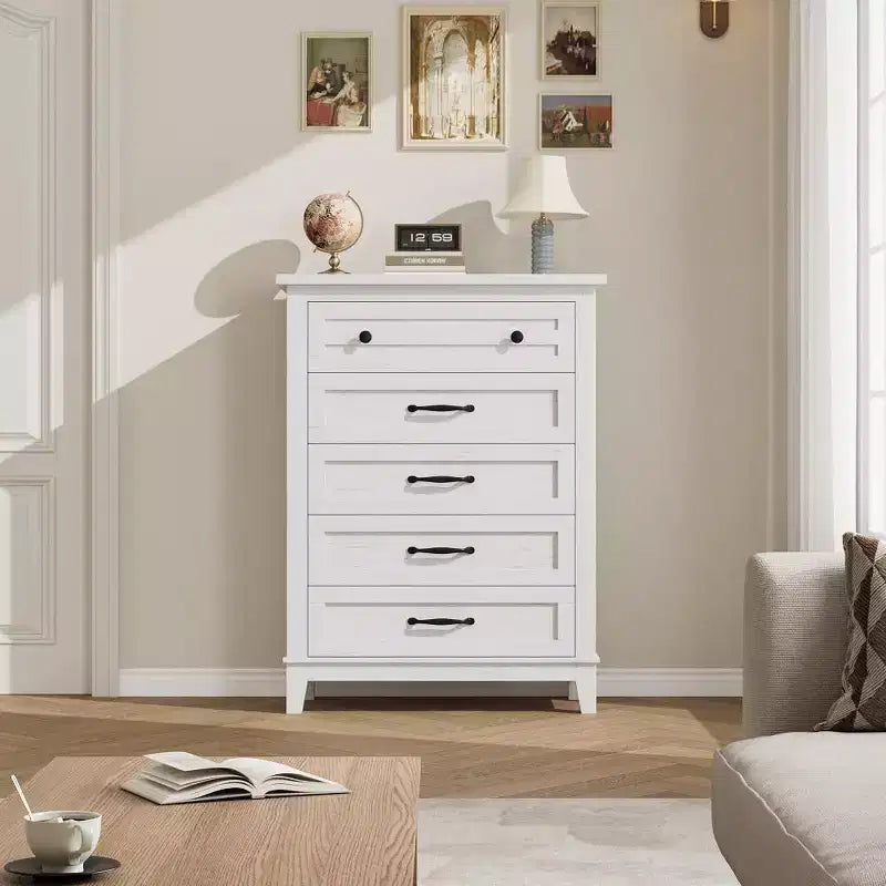 Comò verticale autoportante da 41,3" con cassetti e contenitore, cassettiera in legno per soggiorno, camera da letto, ingresso, camera da letto