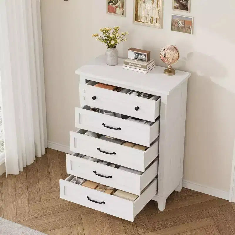 Comò verticale autoportante da 41,3" con cassetti e contenitore, cassettiera in legno per soggiorno, camera da letto, ingresso, camera da letto