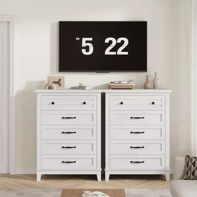 Comò verticale autoportante da 41,3" con cassetti e contenitore, cassettiera in legno per soggiorno, camera da letto, ingresso, camera da letto