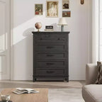 Comò verticale autoportante da 41,3" con cassetti e contenitore, cassettiera in legno per soggiorno, camera da letto, ingresso, camera da letto