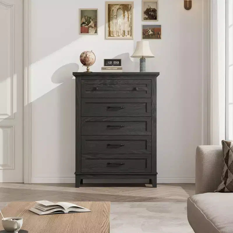 Comò verticale autoportante da 41,3" con cassetti e contenitore, cassettiera in legno per soggiorno, camera da letto, ingresso, camera da letto