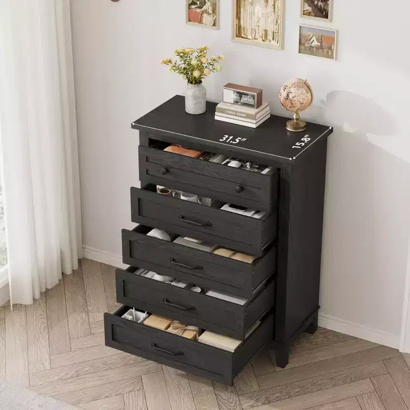 Comò verticale autoportante da 41,3" con cassetti e contenitore, cassettiera in legno per soggiorno, camera da letto, ingresso, camera da letto