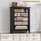 Comò verticale autoportante da 41,3" con cassetti e contenitore, cassettiera in legno per soggiorno, camera da letto, ingresso, camera da letto