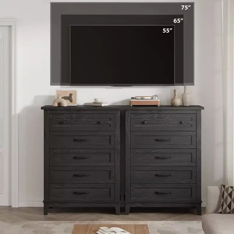 Comò verticale autoportante da 41,3" con cassetti e contenitore, cassettiera in legno per soggiorno, camera da letto, ingresso, camera da letto