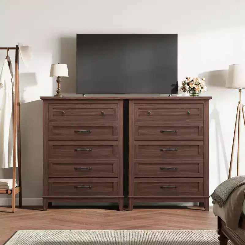 Comò verticale autoportante da 41,3" con cassetti e contenitore, cassettiera in legno per soggiorno, camera da letto, ingresso, camera da letto