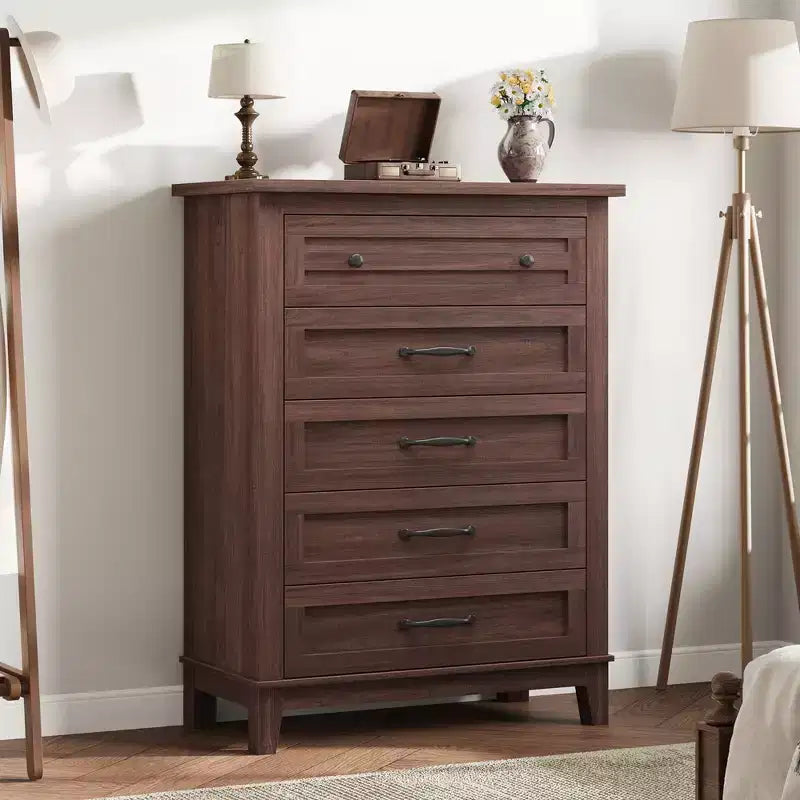 Comò verticale autoportante da 41,3" con cassetti e contenitore, cassettiera in legno per soggiorno, camera da letto, ingresso, camera da letto