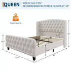 GustoWave Velvet Upholstered Platform Bed Frame, con testiera alettata trapuntata con bottoni profondi