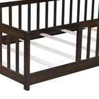 Whisen Letto Matrimoniale & Letto a Pavimento in Legno di Gomma con Recinzione Senza Porta, Letto a Pavimento Multifunzionale per il Sonno e il Gioco dei Bambini