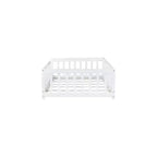 Whisen Letto Matrimoniale & Letto a Pavimento in Legno di Gomma con Recinzione Senza Porta, Letto a Pavimento Multifunzionale per il Sonno e il Gioco dei Bambini