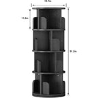 GustoWave Scaffale rotante a 4 ripiani, torre libreria da terra, scaffale portaoggetti girevole a 360 gradi, libreria stretta in legno per piccoli spazi