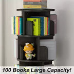 GustoWave Scaffale rotante a 4 ripiani, torre libreria da terra, scaffale portaoggetti girevole a 360 gradi, libreria stretta in legno per piccoli spazi