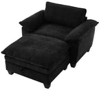 MAYEERTY Chaise longue 51 Oversize con pouf, rivestimento in ciniglia felpata, nero, contenitore, comfort