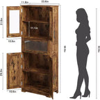 Mobiletto da Bagno Alto DobleePy, Mobile Contenitore da Cucina Autoportante con Ante e Ripiani Regolabili, 60 x 30 x 170 cm