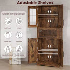 Mobiletto da Bagno Alto DobleePy, Mobile Contenitore da Cucina Autoportante con Ante e Ripiani Regolabili, 60 x 30 x 170 cm