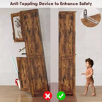 Mobiletto da Bagno Alto DobleePy, Mobile Contenitore da Cucina Autoportante con Ante e Ripiani Regolabili, 60 x 30 x 170 cm