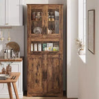 Mobiletto da Bagno Alto DobleePy, Mobile Contenitore da Cucina Autoportante con Ante e Ripiani Regolabili, 60 x 30 x 170 cm
