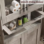 Mobiletto da Bagno Alto DobleePy, Mobile Contenitore da Cucina Autoportante con Ante e Ripiani Regolabili, 60 x 30 x 170 cm